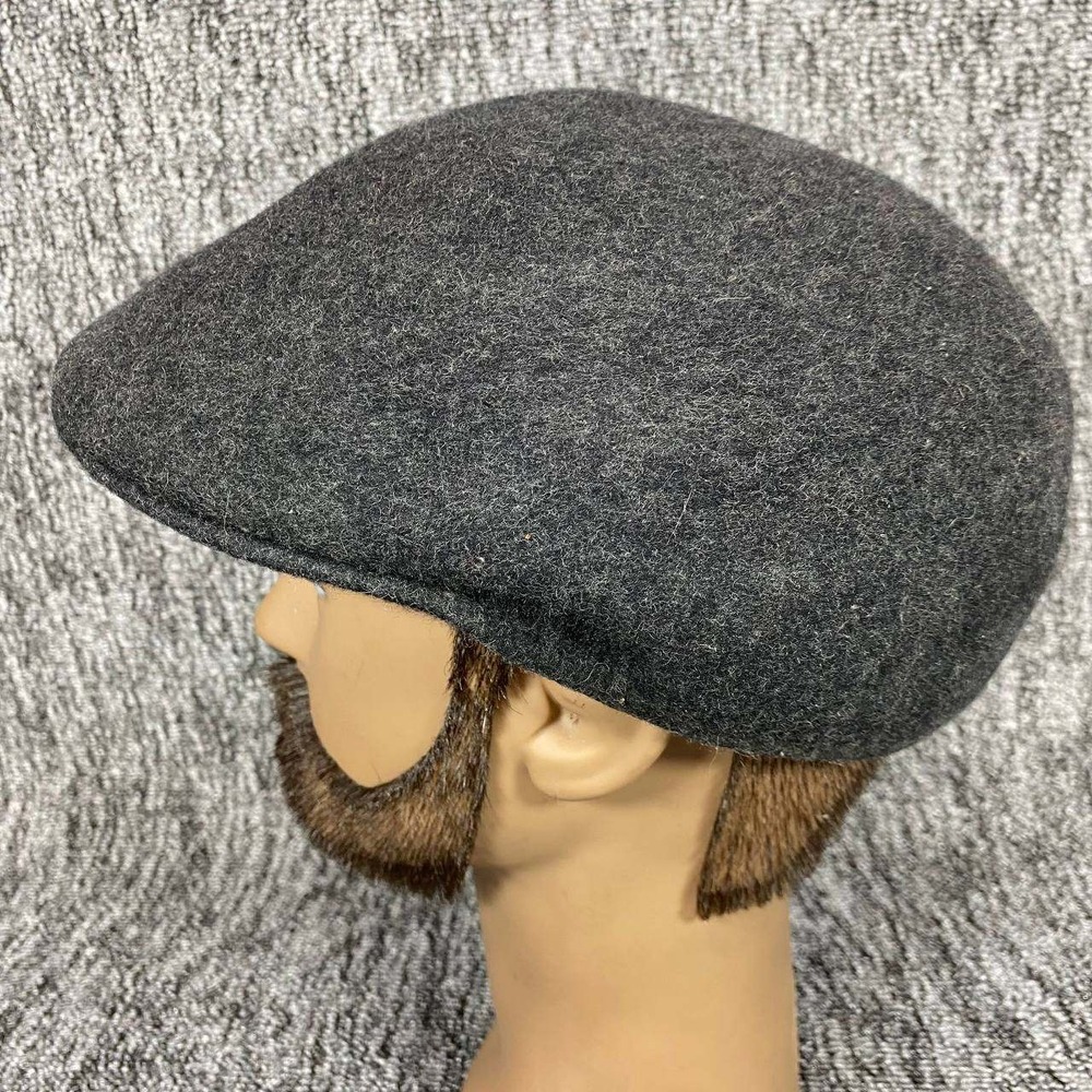 VTG Stetson JCPenny Flat Cap Mens Medium Charcoal Gray 100 Wool Ivy‎ Driving Hat